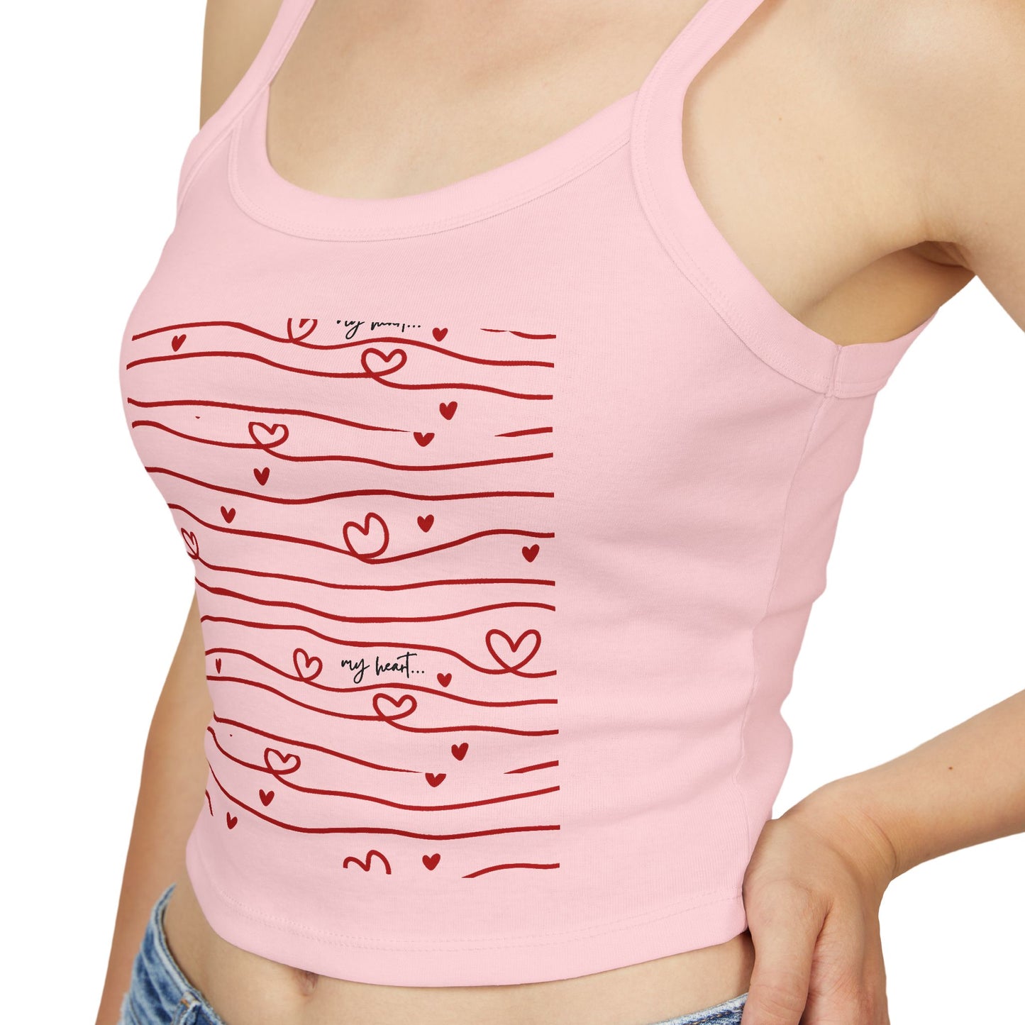 Hershe3 l Spaghetti Tank Top l Red Heart Stripes