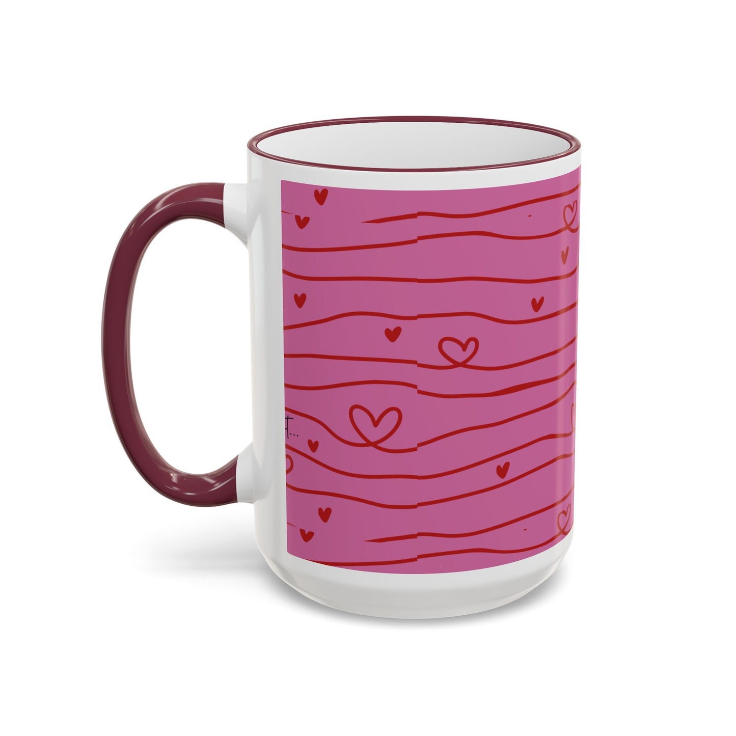 Hershe3 Valentine’s Day Accent Rim & Handle Mug — Romantic 11oz/15oz Gift