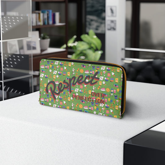 Respect Over Perfection l Zip-Around Wallet l Green