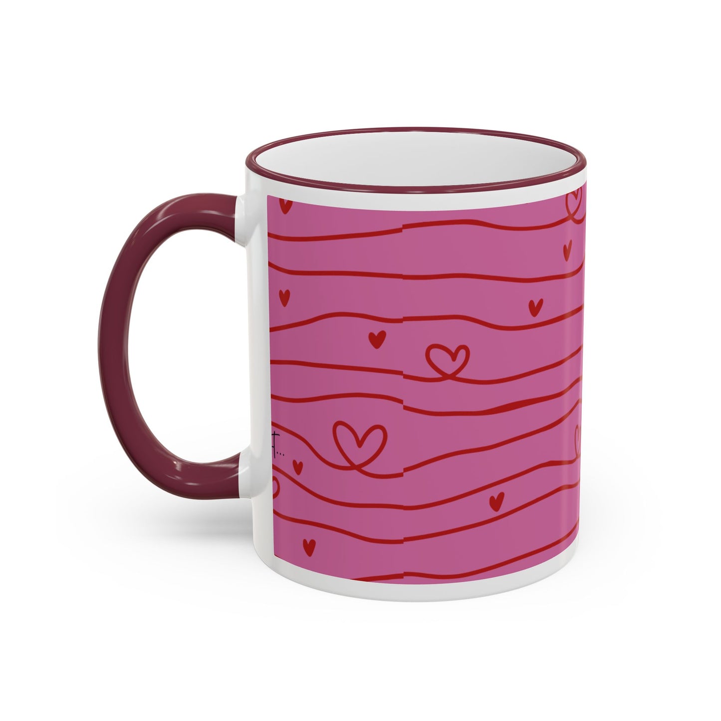 Hershe3 Valentine’s Day Accent Rim & Handle Mug — Romantic 11oz/15oz Gift