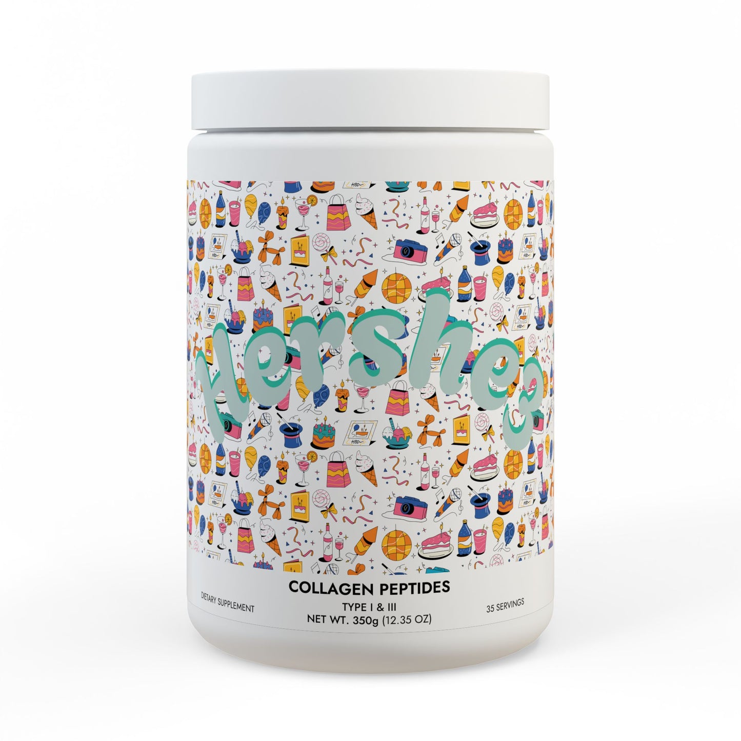 Hershe3 l Collagen Peptides Type I & III Supplement (350g, 12.3oz) l White Jar