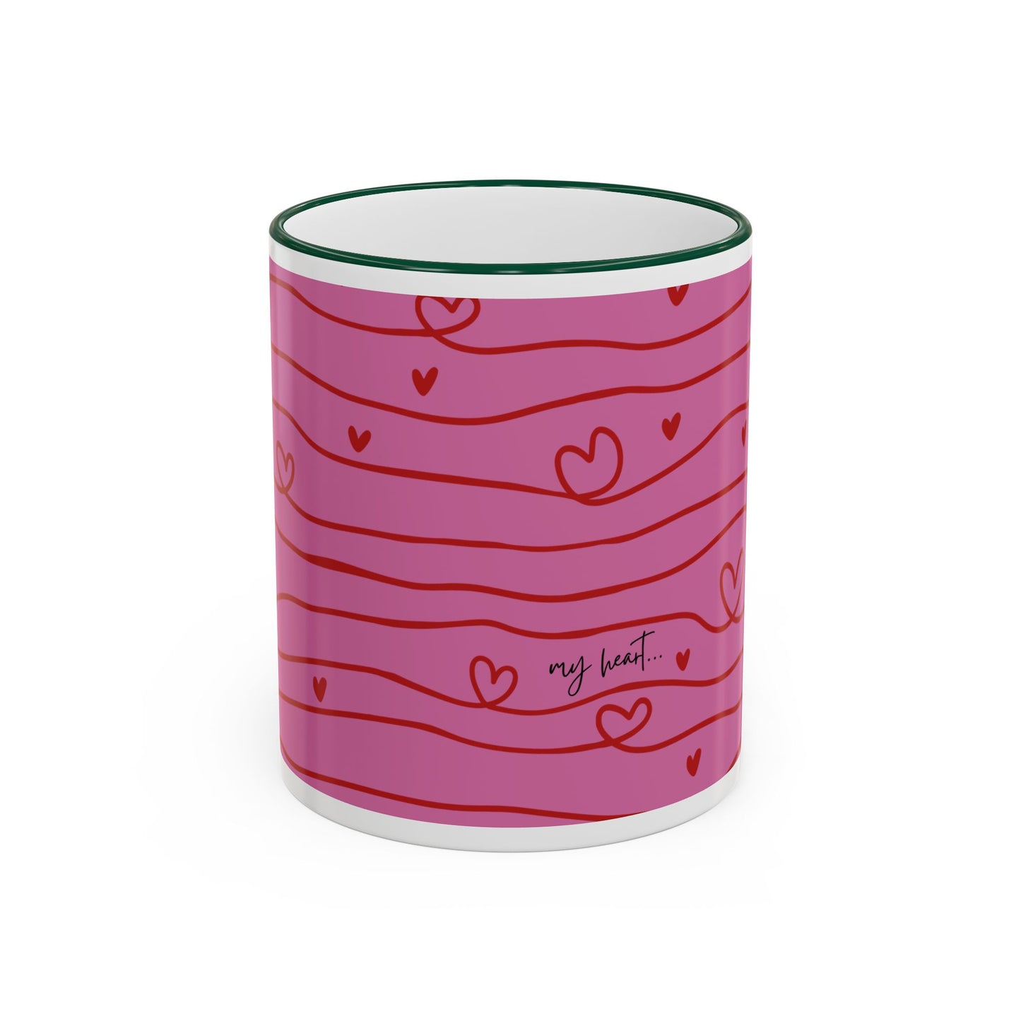 Hershe3 Valentine’s Day Accent Rim & Handle Mug — Romantic 11oz/15oz Gift