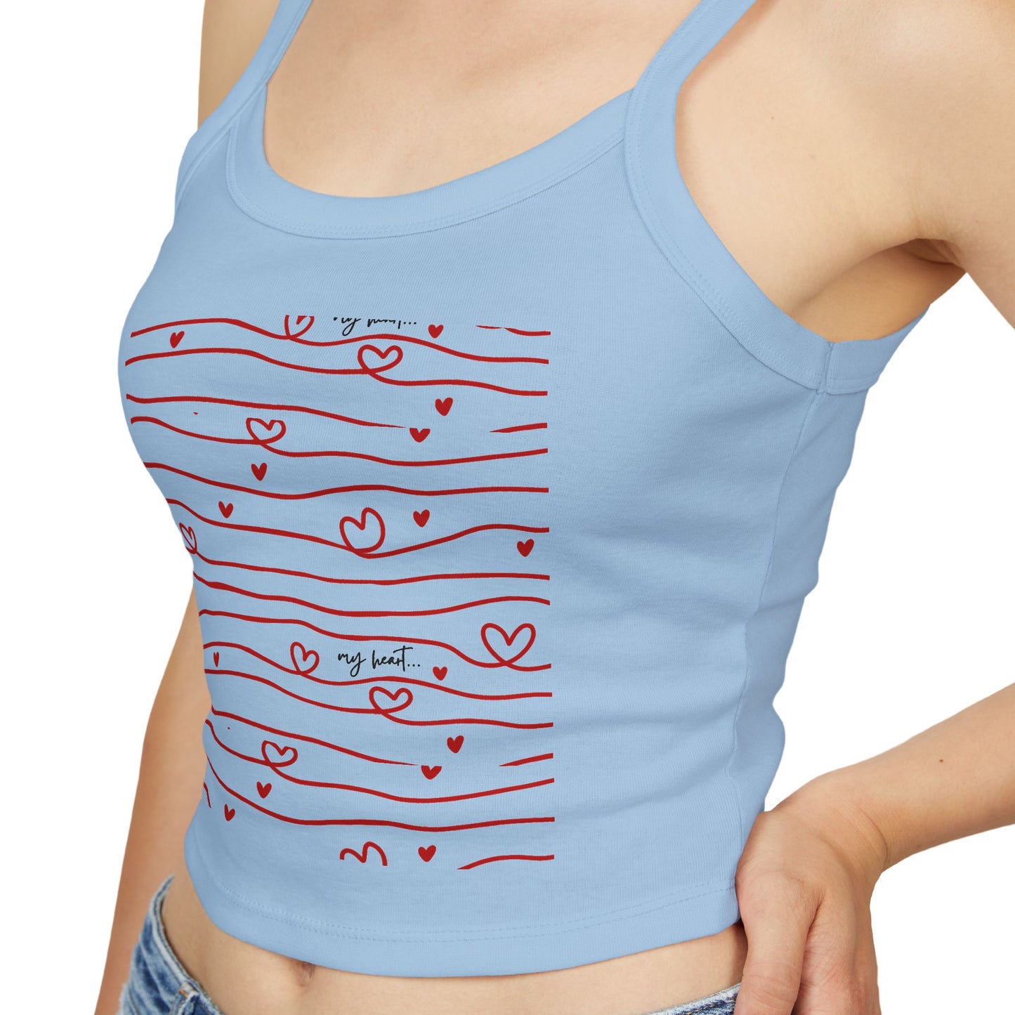 Hershe3 l Spaghetti Tank Top l Red Heart Stripes