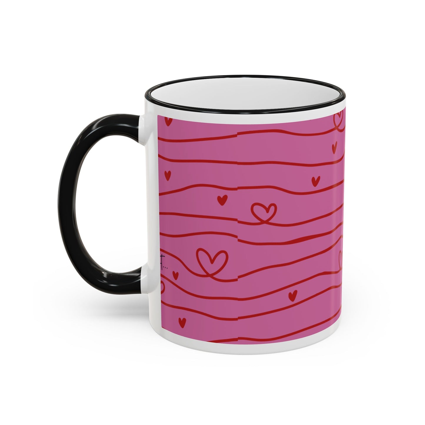 Hershe3 Valentine’s Day Accent Rim & Handle Mug — Romantic 11oz/15oz Gift
