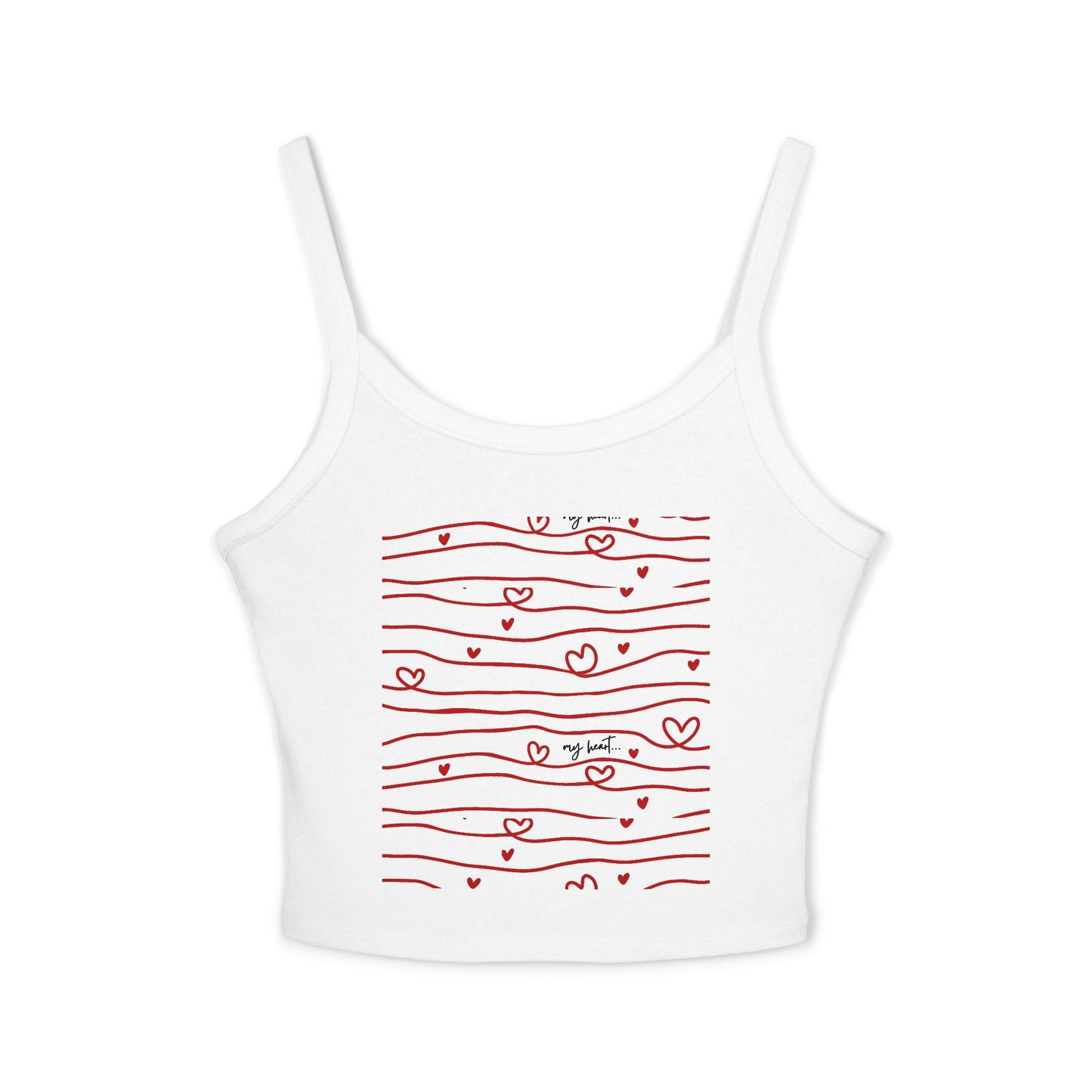 Hershe3 l Spaghetti Tank Top l Red Heart Stripes