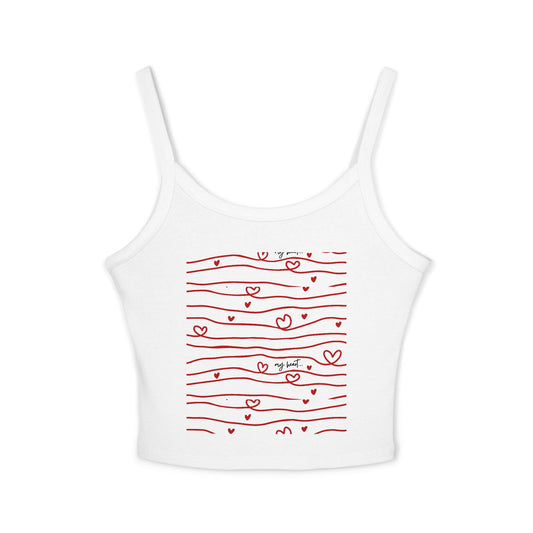 Hershe3 l Spaghetti Tank Top l Red Heart Stripes