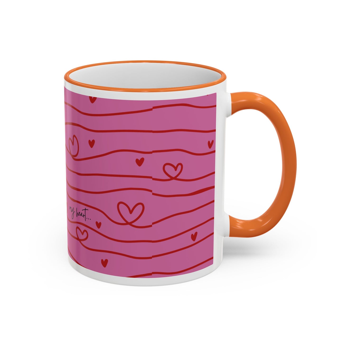 Hershe3 Valentine’s Day Accent Rim & Handle Mug — Romantic 11oz/15oz Gift