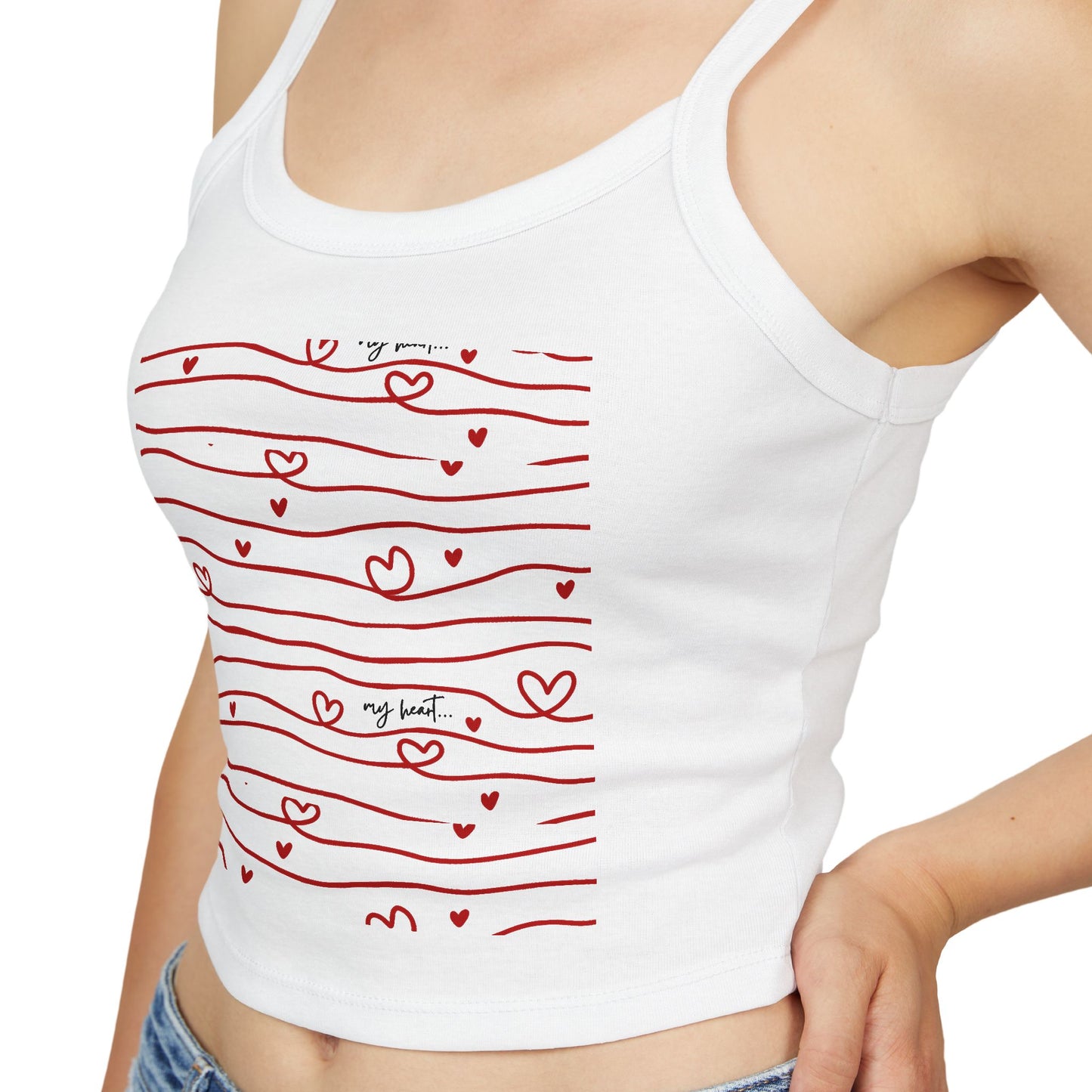 Hershe3 l Spaghetti Tank Top l Red Heart Stripes
