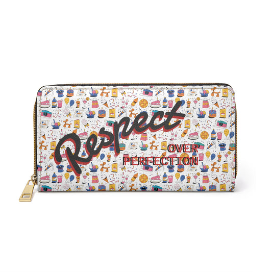 Respect Over Perfection l Zip-Around Wallet l White