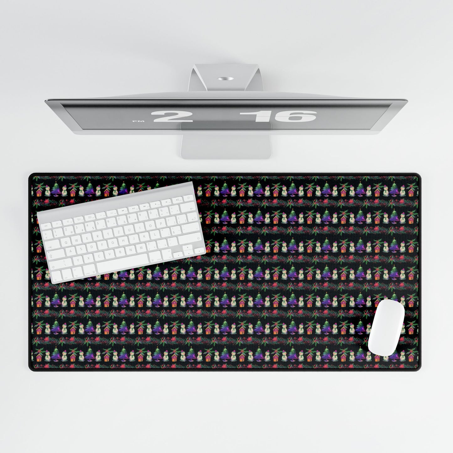 Winter l Desk Mat l Snoman l Black