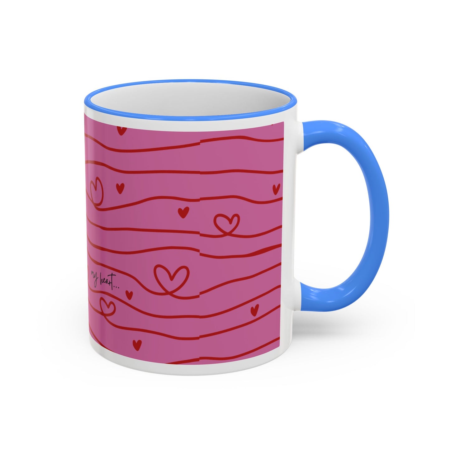 Hershe3 Valentine’s Day Accent Rim & Handle Mug — Romantic 11oz/15oz Gift