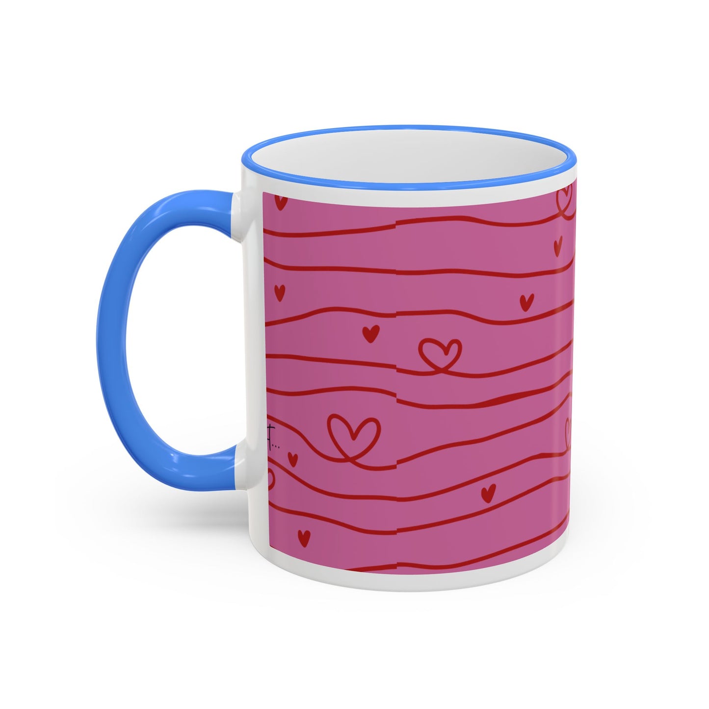 Hershe3 Valentine’s Day Accent Rim & Handle Mug — Romantic 11oz/15oz Gift