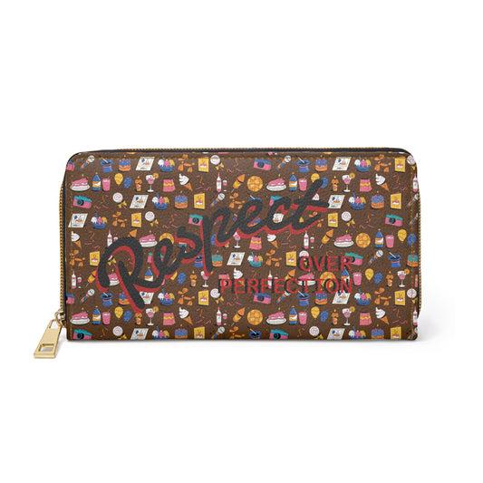 Respect Over Perfection l Zip-Around Wallet l Brown