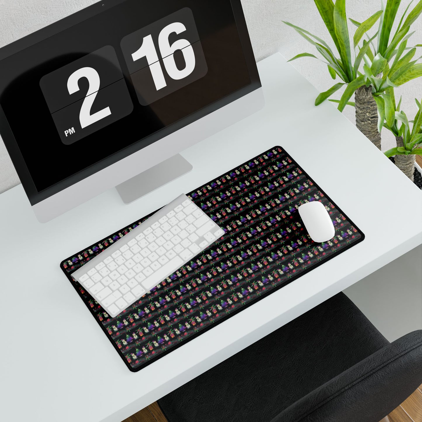 Winter l Desk Mat l Snoman l Black