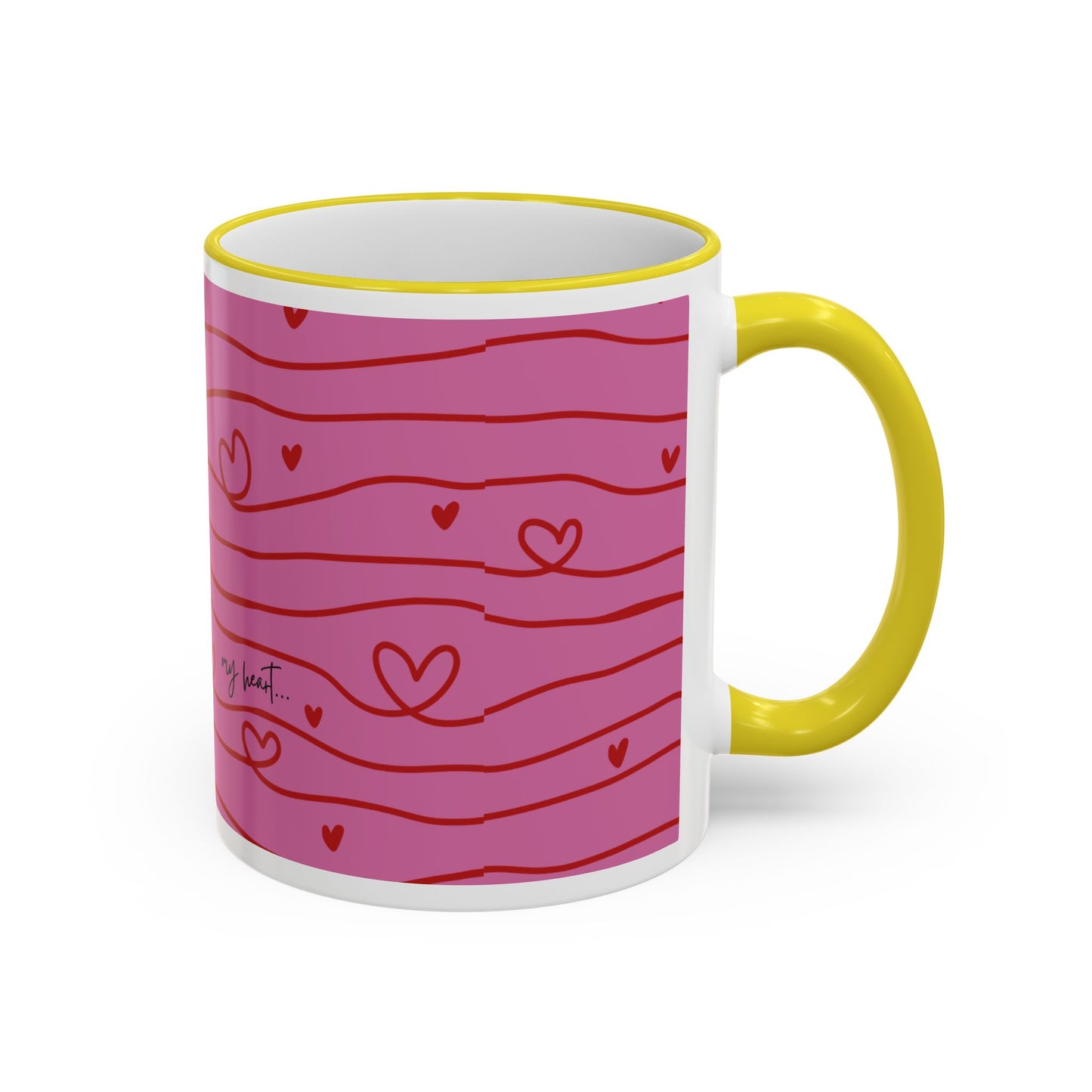 Hershe3 Valentine’s Day Accent Rim & Handle Mug — Romantic 11oz/15oz Gift
