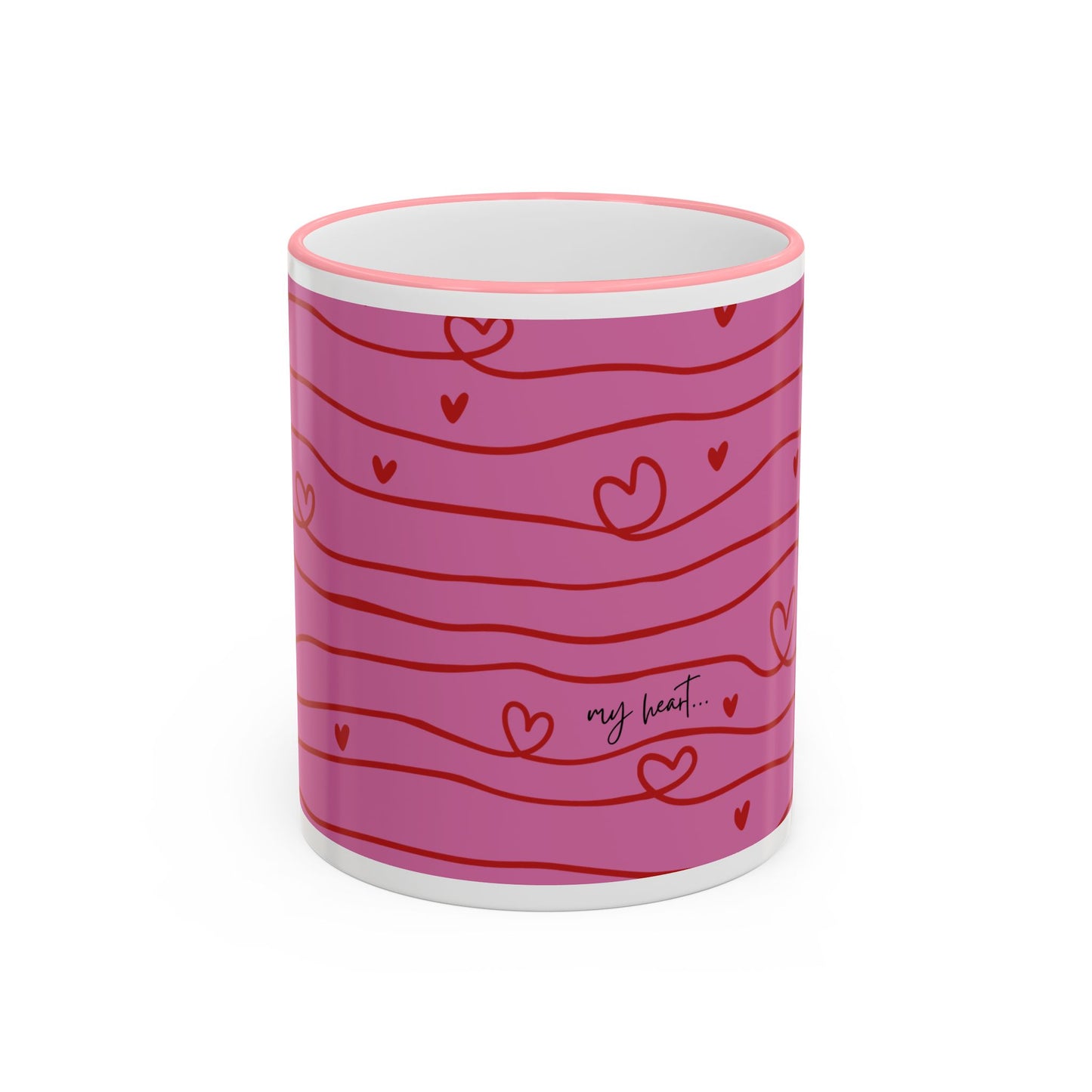 Hershe3 Valentine’s Day Accent Rim & Handle Mug — Romantic 11oz/15oz Gift