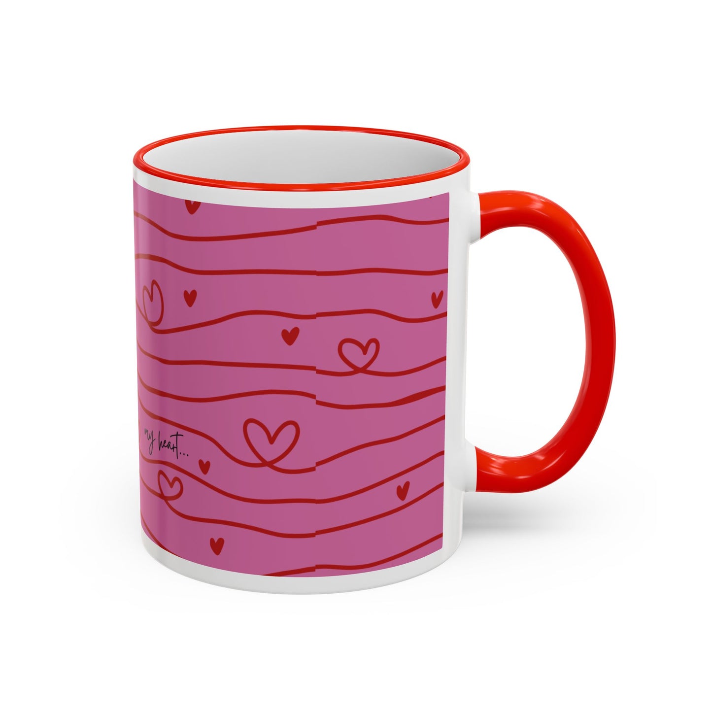 Hershe3 Valentine’s Day Accent Rim & Handle Mug — Romantic 11oz/15oz Gift