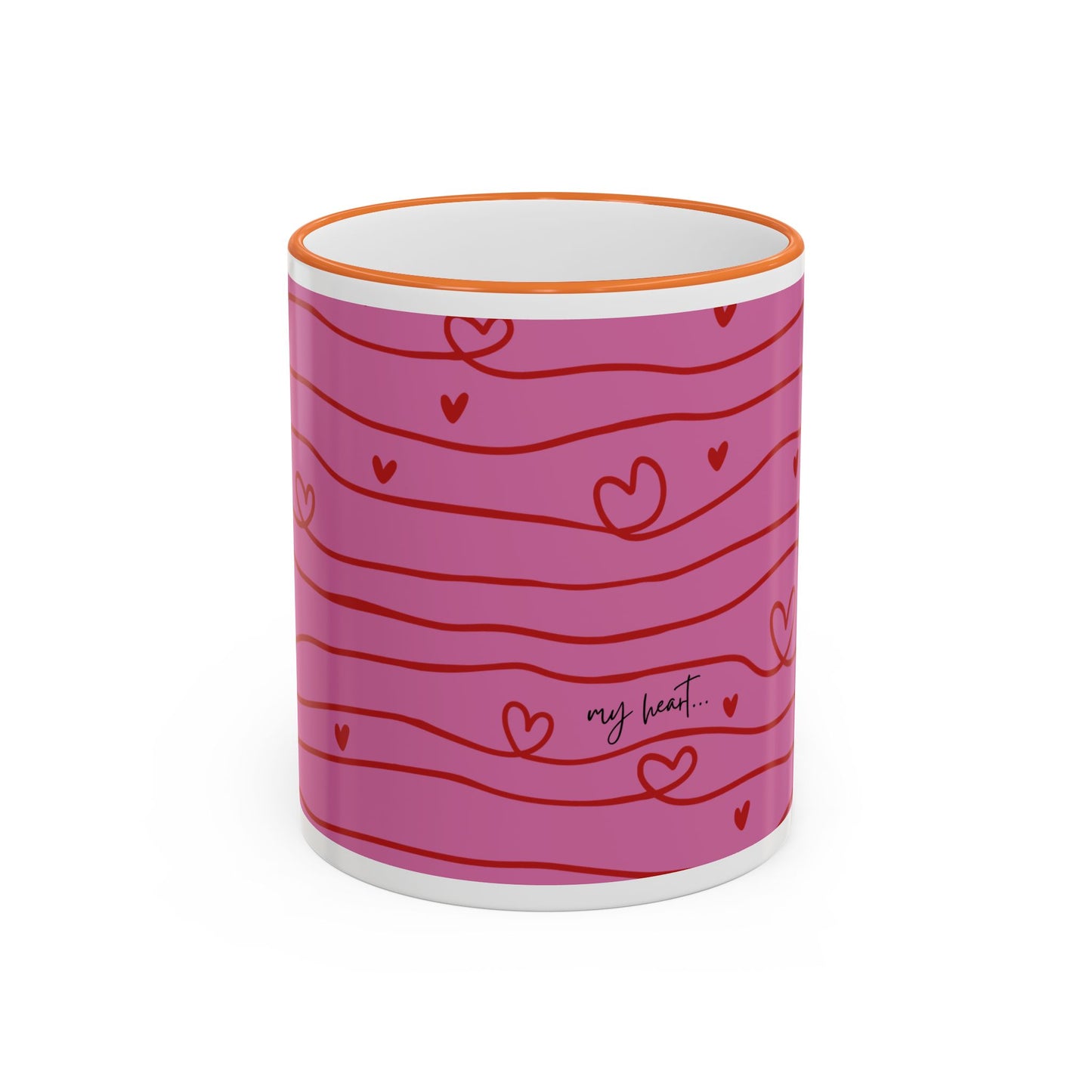 Hershe3 Valentine’s Day Accent Rim & Handle Mug — Romantic 11oz/15oz Gift