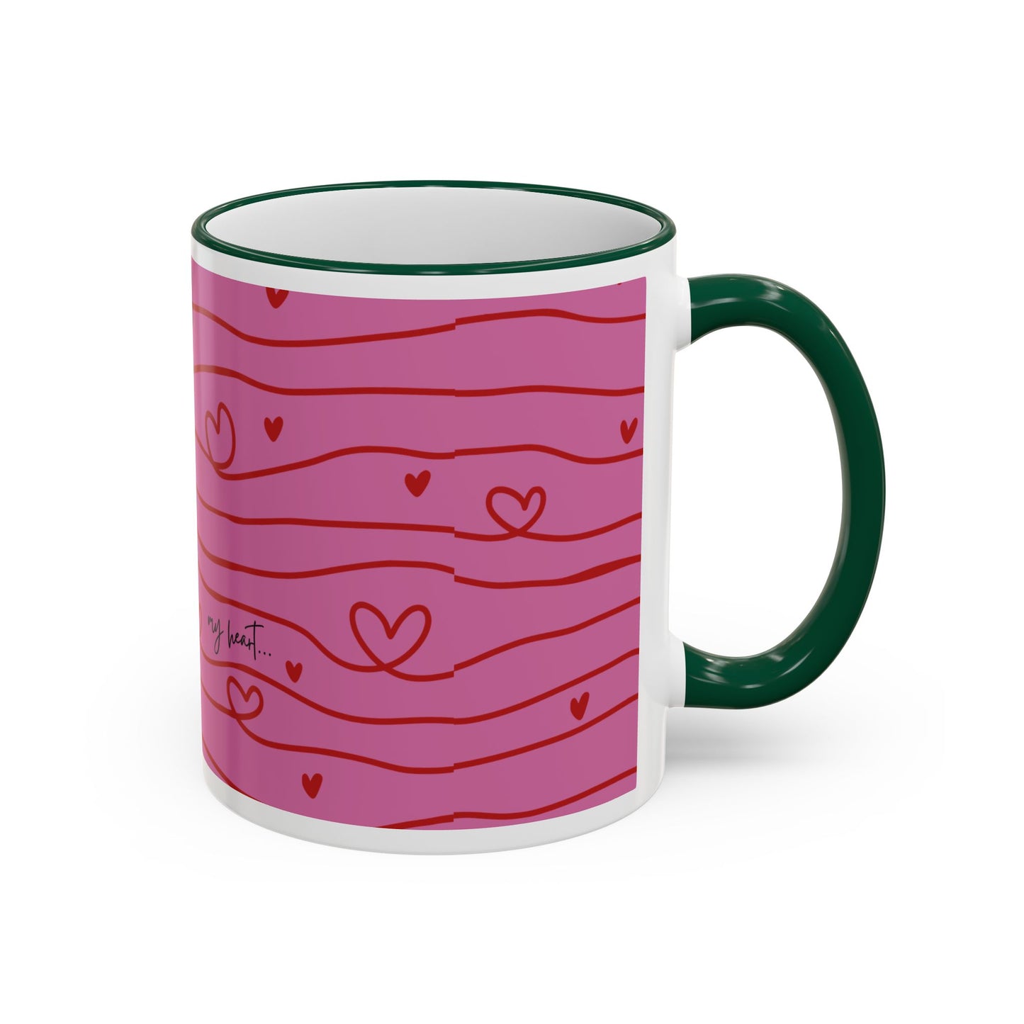 Hershe3 Valentine’s Day Accent Rim & Handle Mug — Romantic 11oz/15oz Gift