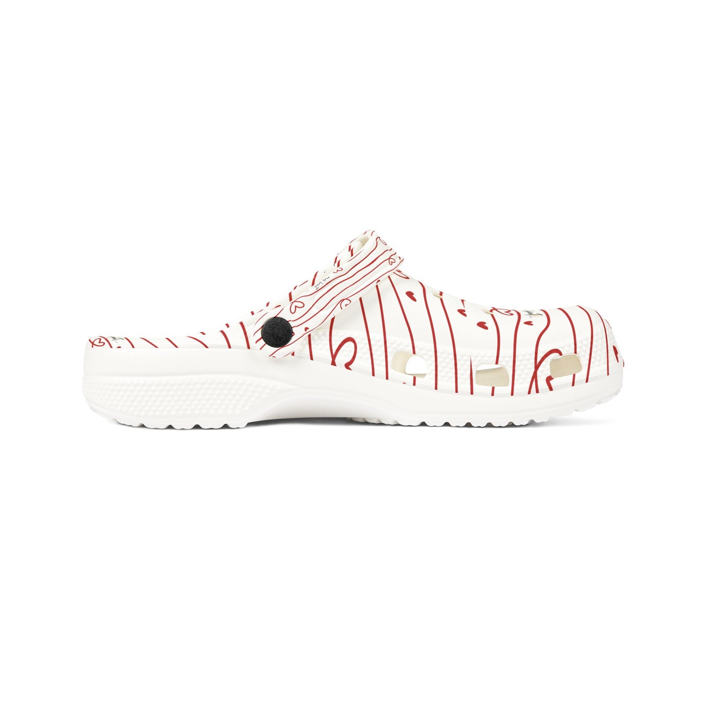 Hershe3 l Valentine Heart Stripe Clogs l Cute Red & White Slip-On Shoes