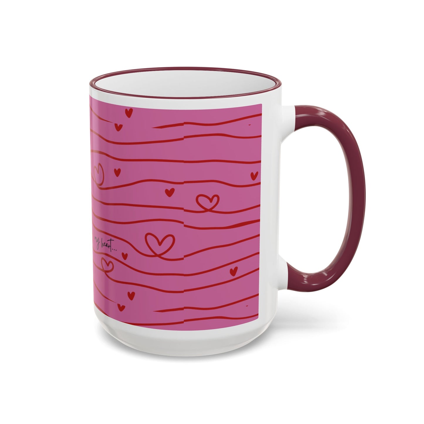 Hershe3 Valentine’s Day Accent Rim & Handle Mug — Romantic 11oz/15oz Gift