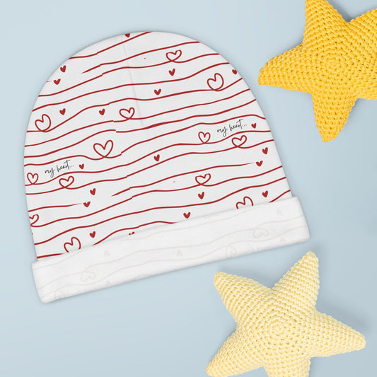 Hershe3Kids l Baby Beanie l Red Heart Doodle Newborn Hat