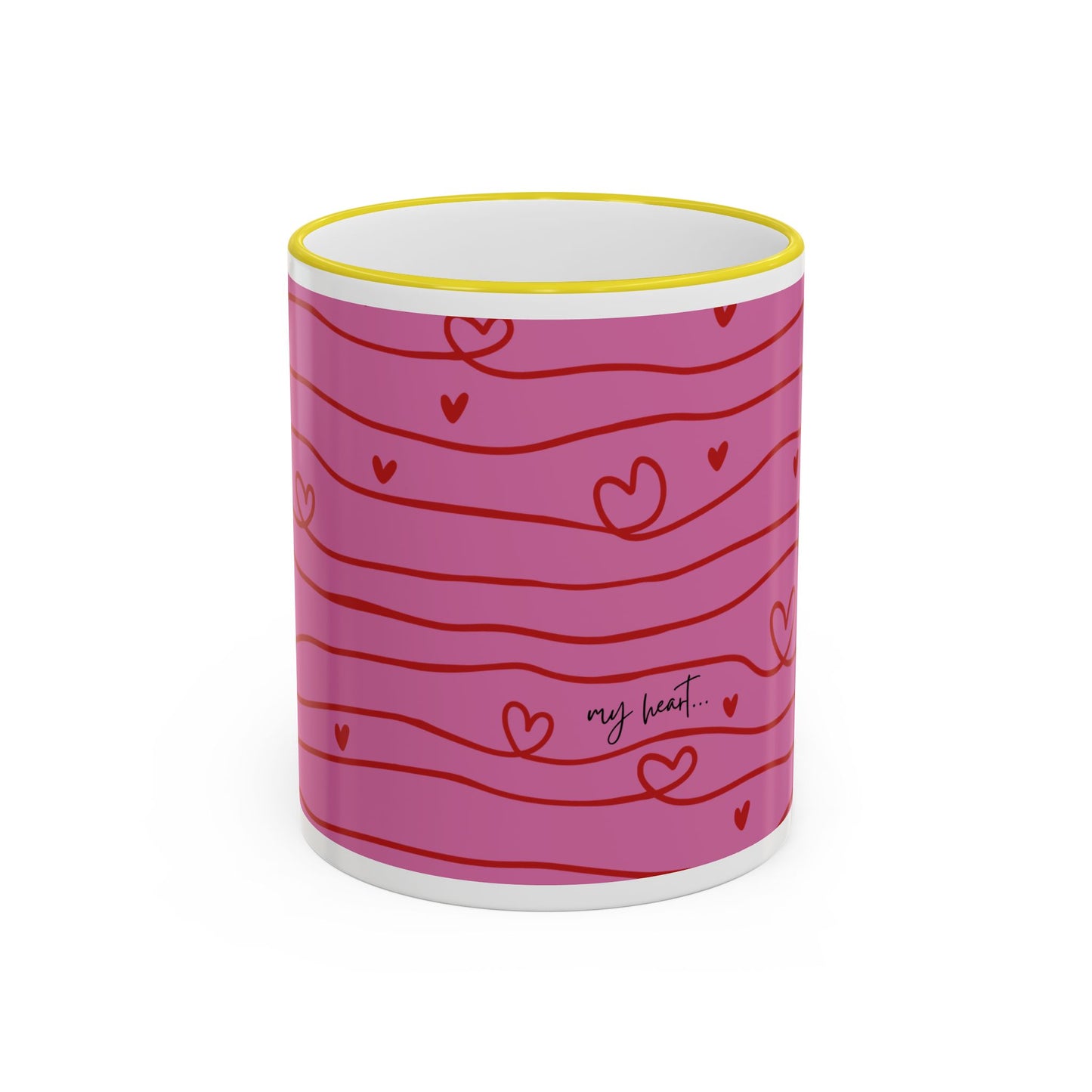 Hershe3 Valentine’s Day Accent Rim & Handle Mug — Romantic 11oz/15oz Gift