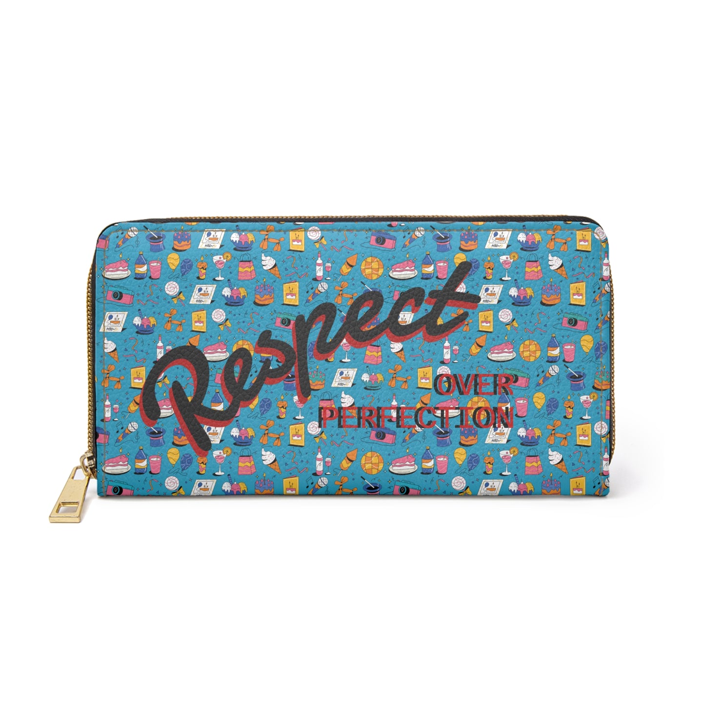 Respect Over Perfection l Zip-Around Wallet l Blue