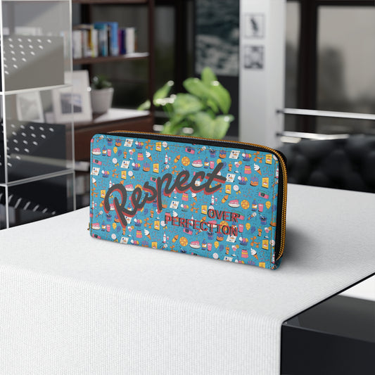 Respect Over Perfection l Zip-Around Wallet l Blue