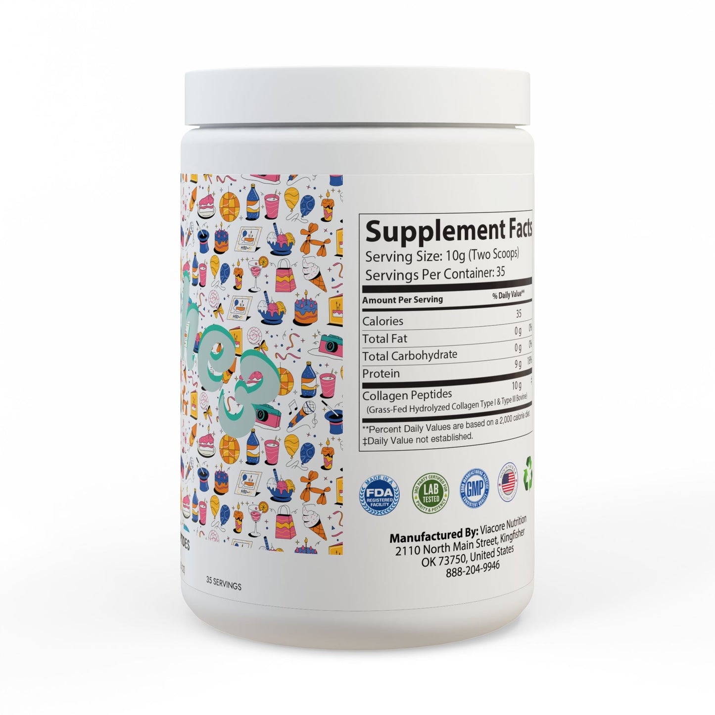 Hershe3 l Collagen Peptides Type I & III Supplement (350g, 12.3oz) l White Jar