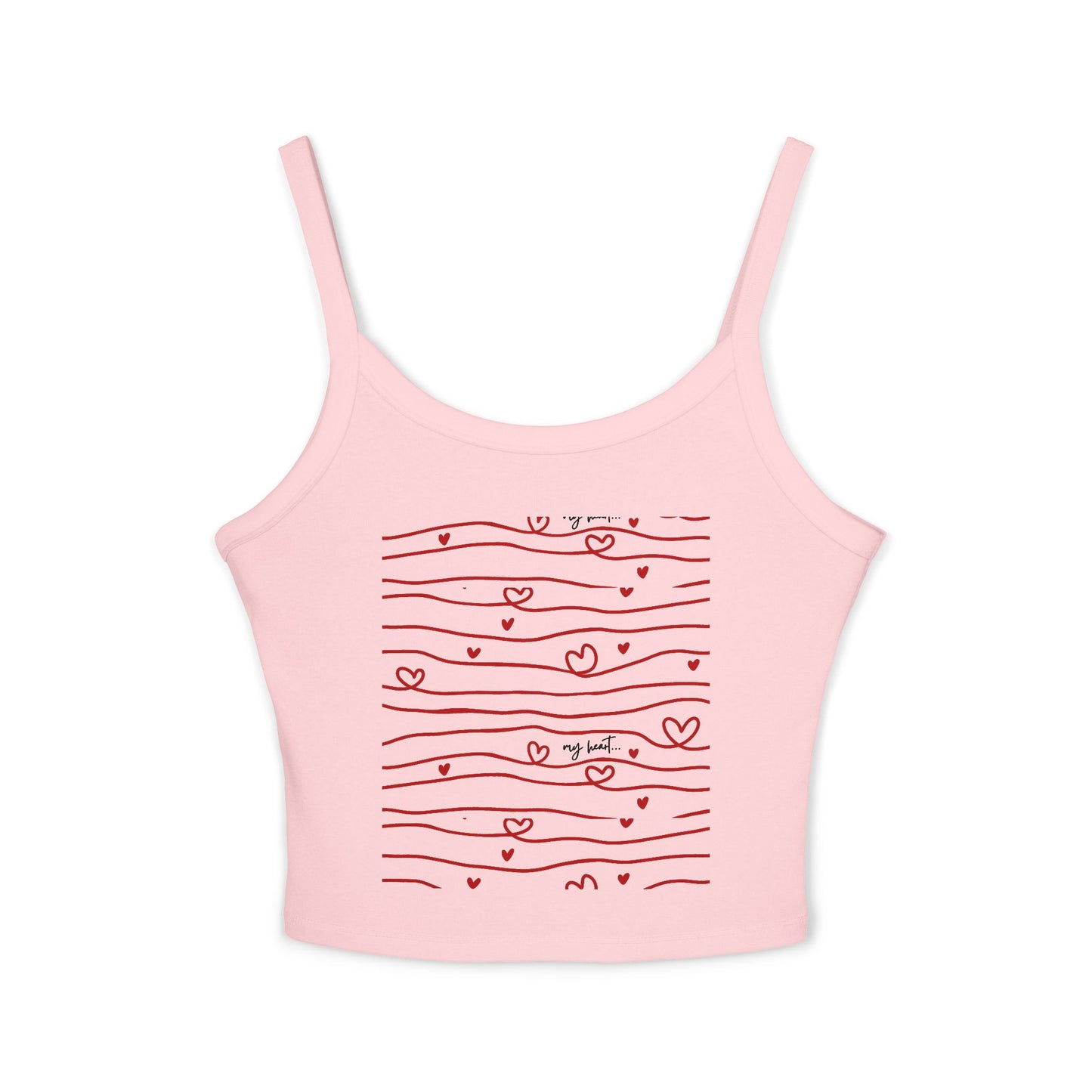 Hershe3 l Spaghetti Tank Top l Red Heart Stripes