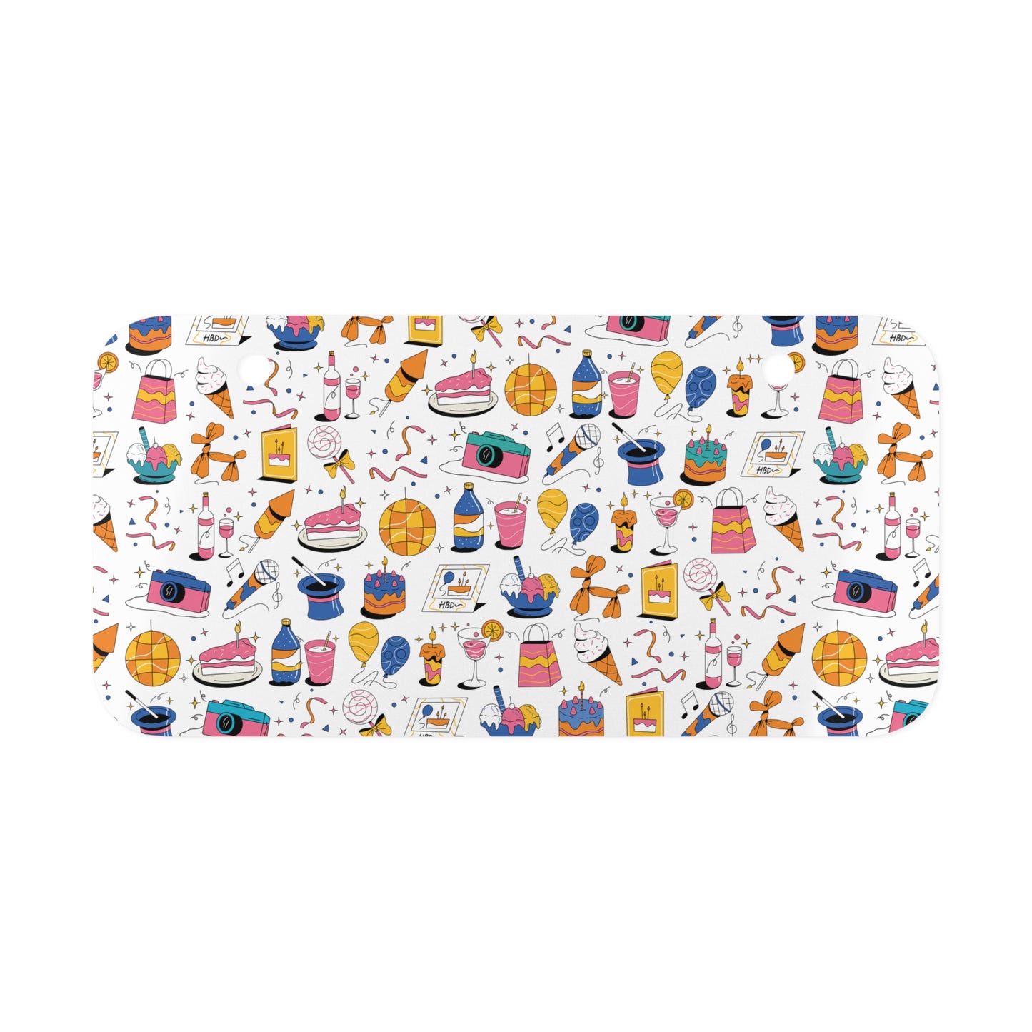 Birthday Theme l Mini License Plate l White