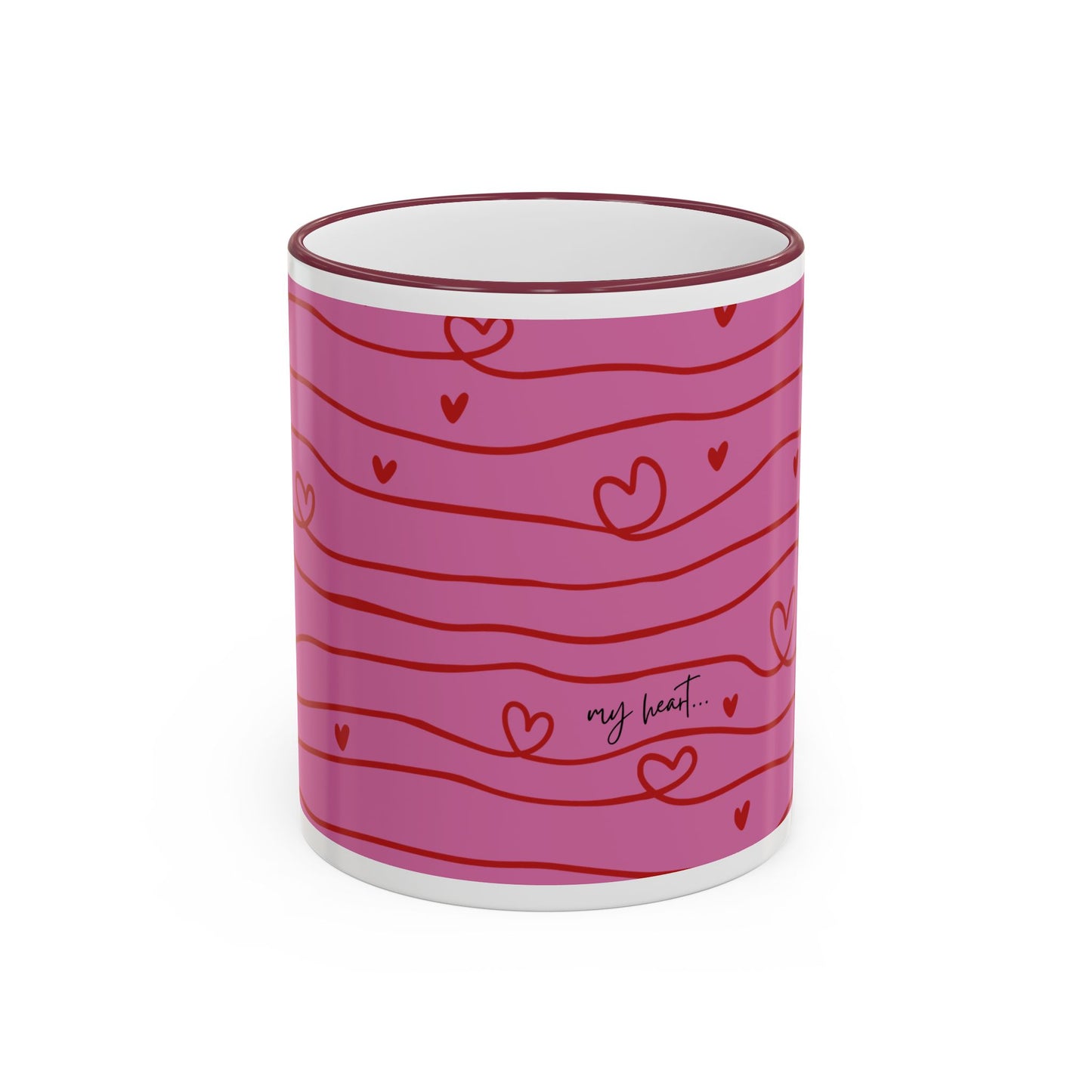 Hershe3 Valentine’s Day Accent Rim & Handle Mug — Romantic 11oz/15oz Gift