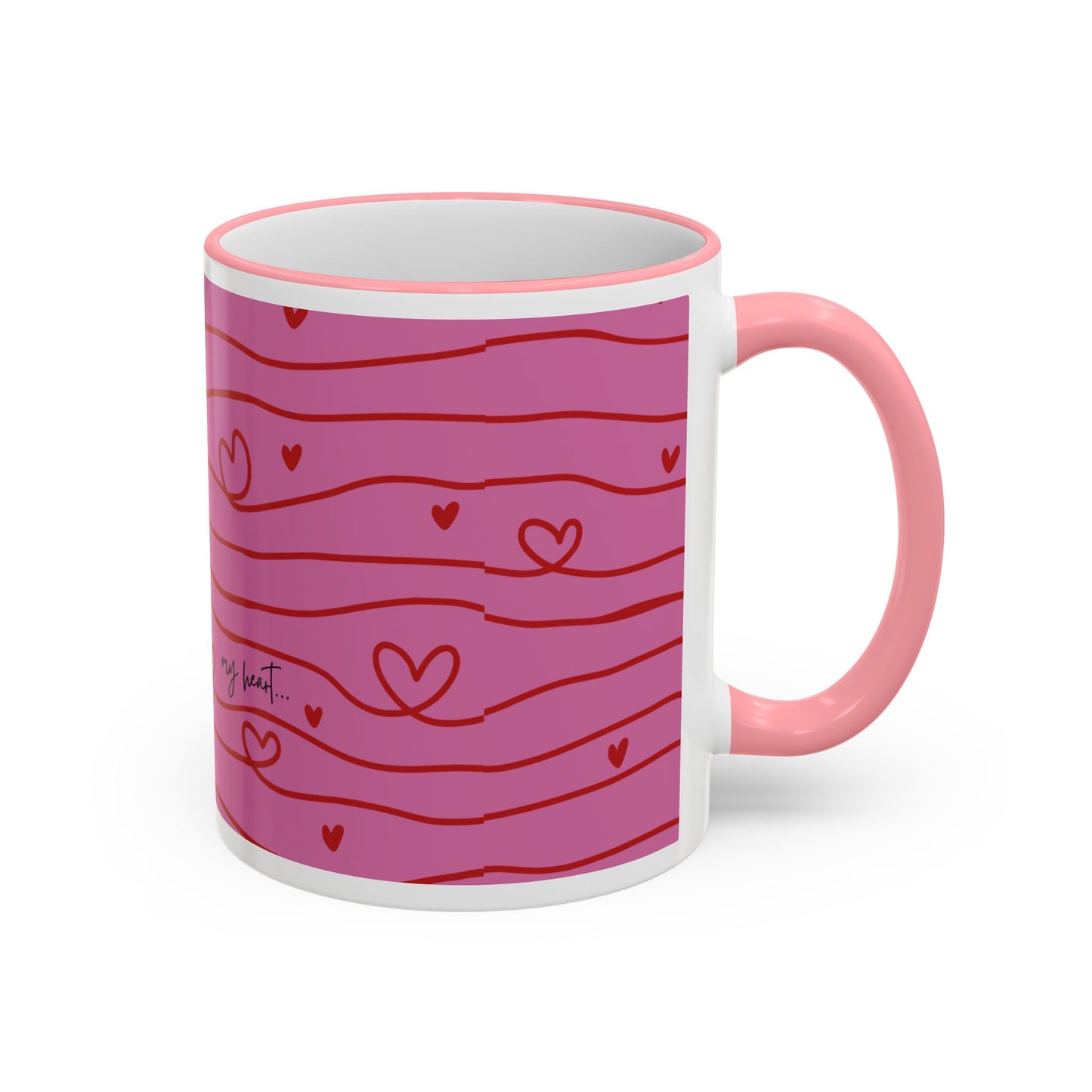 Hershe3 Valentine’s Day Accent Rim & Handle Mug — Romantic 11oz/15oz Gift
